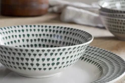 Christmas Table^Nkuku Juniper Drop Dinnerware Set - (Set of 12) Cream & Juniper