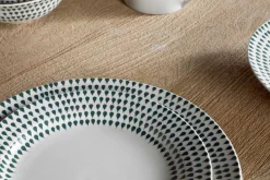 Christmas Table^Nkuku Juniper Drop Dinnerware Set - (Set of 12) Cream & Juniper