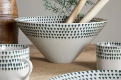 Serving Bowls|Bowls^Nkuku Juniper Drop Serving Bowl - - Medium Cream & Juniper