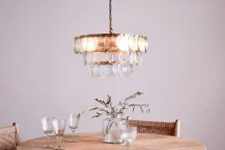 Statement Lighting|Pendant Shades^Nkuku Kagitha Recycled Glass Chandelier - Clear