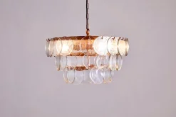 Statement Lighting|Pendant Shades^Nkuku Kagitha Recycled Glass Chandelier - Clear