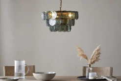 Statement Lighting|Pendant Lighting^Nkuku Kagitha Recycled Glass Chandelier - Green