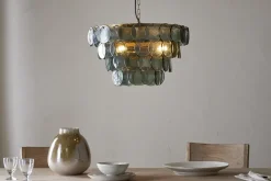 Statement Lighting|Pendant Lighting^Nkuku Kagitha Recycled Glass Chandelier - Green