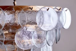 Statement Lighting|Pendant Shades^Nkuku Kagitha Recycled Glass Statement Chandelier - Antique Brass & Clear