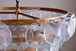 Statement Lighting|Pendant Shades^Nkuku Kagitha Recycled Glass Statement Chandelier - Antique Brass & Clear