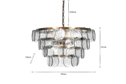 Statement Lighting|Pendant Shades^Nkuku Kagitha Recycled Glass Statement Chandelier - Antique Brass & Clear