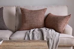 Bedroom Textiles|Cushions^Nkuku Kana Linen Cushion Cover - Rust