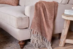 Bedroom Textiles|Blankets & Throws^Nkuku Kana Linen Throw - Rust