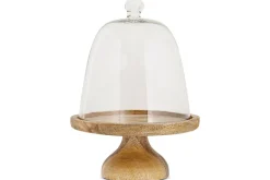 Pantry|Cheese Board & Knives^Nkuku Kannati Mango Wood & Glass Cheese Stand - Clear