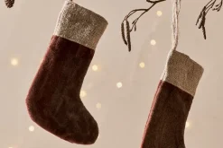 Baubles & Tree Decorations|Winter Berries^Nkuku Karru Cotton Velvet Mini Stocking - - (Set of 3) Rich Mocha