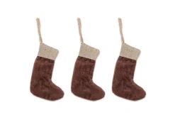 Baubles & Tree Decorations|Winter Berries^Nkuku Karru Cotton Velvet Mini Stocking - - (Set of 3) Rich Mocha