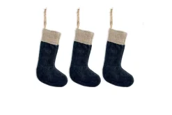 New Christmas|Winter Berries^Nkuku Karru Cotton Velvet Mini Stockings - (Set of 3) Indigo
