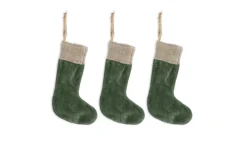 Baubles & Tree Decorations|Shades Of Nature^Nkuku Karru Cotton Velvet Mini Stocking - - (Set of 3) Forest Green