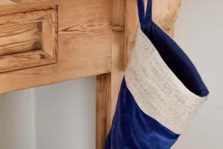 New Christmas|Winter Berries^Nkuku Karru Cotton Velvet Stocking - Indigo