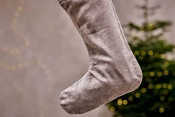 Bright Christmas^Nkuku Karru Cotton Velvet Stocking - Light Grey