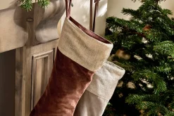Winter Berries^Nkuku Karru Cotton Velvet Stocking - Rich Mocha
