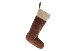 Winter Berries^Nkuku Karru Cotton Velvet Stocking - Rich Mocha