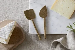 Serving Cutlery|Cheese Board & Knives^Nkuku Kasa Cheese Knives - Antique Brass (Set of 2)