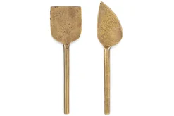 Serving Cutlery|Cheese Board & Knives^Nkuku Kasa Cheese Knives - Antique Brass (Set of 2)