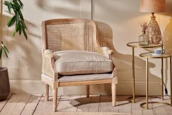 Living|Occasional Chairs^Nkuku Kaziria Cane & Linen Armchair - Natural