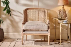 Living|Occasional Chairs^Nkuku Kaziria Cane & Linen Armchair - Natural
