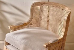 Living|Occasional Chairs^Nkuku Kaziria Cane & Linen Armchair - Natural