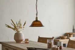 Pendant Lighting^Nkuku Keju Organic Shape Recycled Glass Pendant - Dark Amber