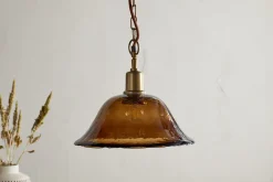 Pendant Lighting^Nkuku Keju Organic Shape Recycled Glass Pendant - Dark Amber