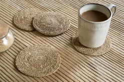 Table Settings & Linens^Nkuku Keso Woven Coasters - (Set of 4) Brown