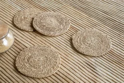 Table Settings & Linens^Nkuku Keso Woven Coasters - (Set of 4) Brown