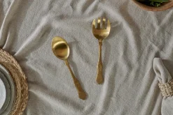 Serving Cutlery|Cutlery^Nkuku Khana Salad Servers - Brushed Gold (Set of 2)