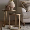 Hallway & Bootroom|Living^Nkuku Khidki Cast Metal & Glass Nesting Side Tables - Antique Brass (Set of 2)