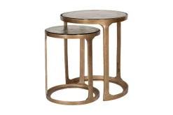 Hallway & Bootroom|Living^Nkuku Khidki Cast Metal & Glass Nesting Side Tables - Antique Brass (Set of 2)