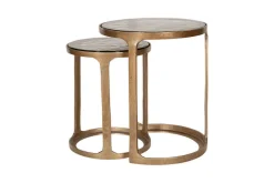 Hallway & Bootroom|Living^Nkuku Khidki Cast Metal & Glass Nesting Side Tables - Antique Brass (Set of 2)