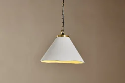 Pendant Lighting^Nkuku Kiara Organic Shape Ceramic Pendant Light - Off White & Antique Brass