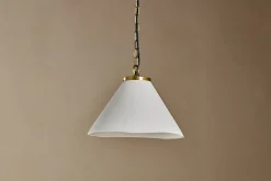 Pendant Lighting^Nkuku Kiara Organic Shape Ceramic Pendant Light - Off White & Antique Brass