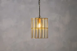 Statement Lighting|Pendant Lighting^Nkuku Kirindi Glass Panel Pendant - Antique Brass