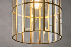 Statement Lighting|Pendant Lighting^Nkuku Kirindi Glass Panel Pendant - Antique Brass