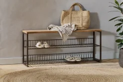 Home Office|Hallway & Bootroom^Nkuku Kiyoma Iron & Wood Low Standing Shelves  - Natural