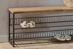 Home Office|Hallway & Bootroom^Nkuku Kiyoma Iron & Wood Low Standing Shelves  - Natural