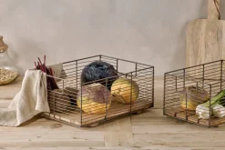 Baskets^Nkuku Kochi Iron & Mango Wood Baskets - Brown (Set of 2)
