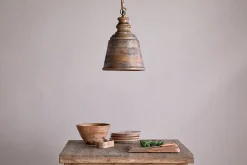 Pendant Lighting^Nkuku Koma Mango Wood Pendant - Ash Stain
