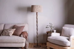 Floor Lamps^Nkuku Konali Mango Wood Floor Lamp - Ash Stain