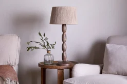 Bedside Lamps|Table Lamps^Nkuku Konali Mango Wood Table Lamp - Ash Stain