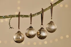 Christmas Table|Baubles & Tree Decorations^Nkuku Konara Baubles - Gold Crackle (Set of 4)