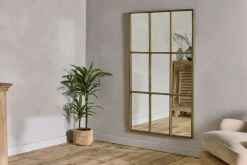 Full Length Mirrors^Nkuku Kurci Rectangular Full Length Mirror - Antique Brass