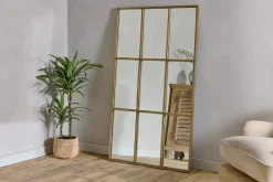 Full Length Mirrors^Nkuku Kurci Rectangular Full Length Mirror - Antique Brass