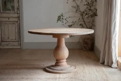 Kitchen & Dining|Dining Tables^Nkuku Laya Round Carved Wood Table - Small