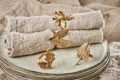Table Settings & Linens^Nkuku Leaf Brass Napkin Rings (Set of 4)