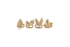 Table Settings & Linens^Nkuku Leaf Brass Napkin Rings (Set of 4)